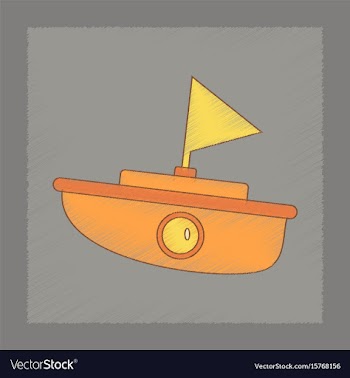 Flat shading style icon kids boat vector image