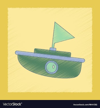 Flat shading style icon Kids boat vector image