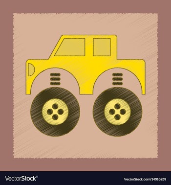 Flat shading style icon kids car vector image