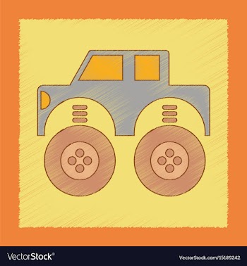 Flat shading style icon kids car vector image