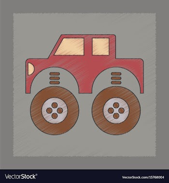 Flat shading style icon kids car vector image