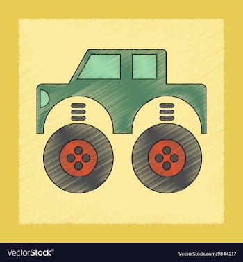 Flat shading style icon Kids car vector image
