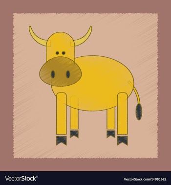 Flat shading style icon kids cow vector image
