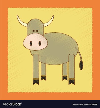 Flat shading style icon kids cow vector image