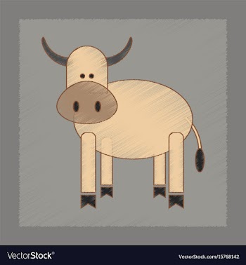 Flat shading style icon kids cow vector image