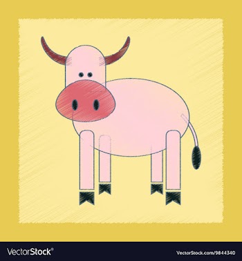 Flat shading style icon Kids cow vector image