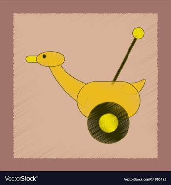 Flat shading style icon kids duck vector image