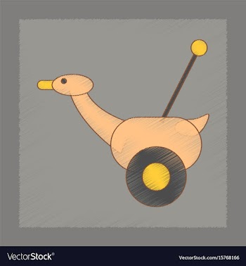Flat shading style icon kids duck vector image