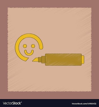 Flat shading style icon kids felt-tip marker vector image