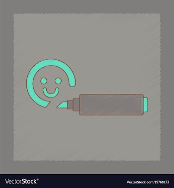 Flat shading style icon kids felt-tip marker vector image