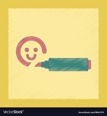 Flat shading style icon Kids felt-tip marker vector image