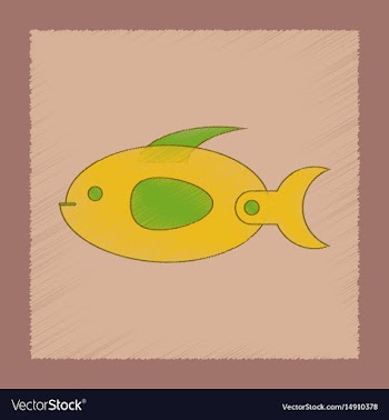 Flat shading style icon kids fish vector image
