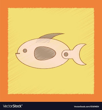 Flat shading style icon kids fish vector image