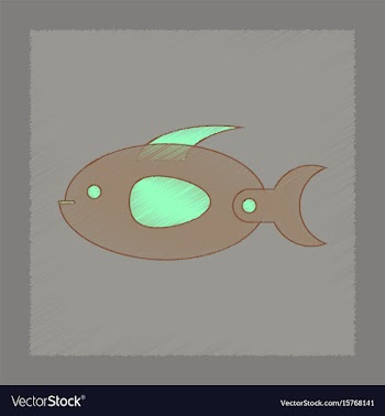 Flat shading style icon kids fish vector image