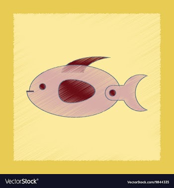 Flat shading style icon Kids fish vector image