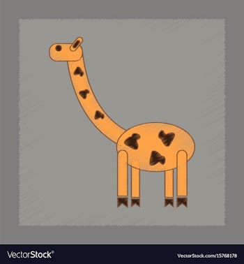 Flat shading style icon kids giraffe vector image