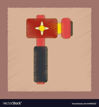 Flat shading style icon kids hammer vector image