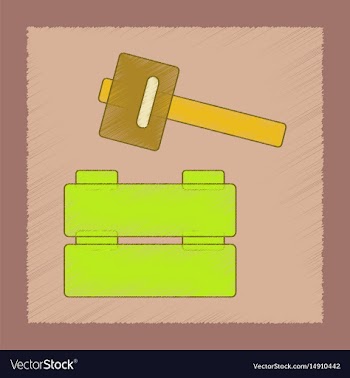 Flat shading style icon kids hammer vector image