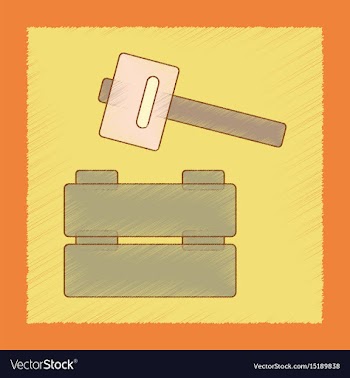 Flat shading style icon kids hammer vector image
