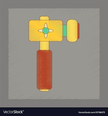 Flat shading style icon kids hammer vector image