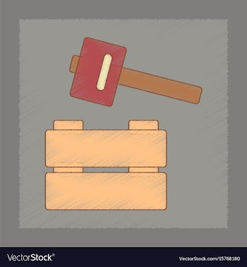 Flat shading style icon kids hammer vector image