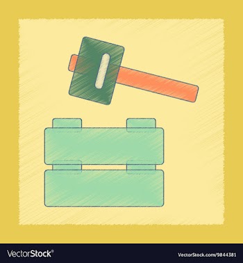 Flat shading style icon Kids hammer vector image