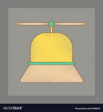 Flat shading style icon kids helicopter vector image