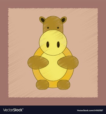 Flat shading style icon kids hippo vector image