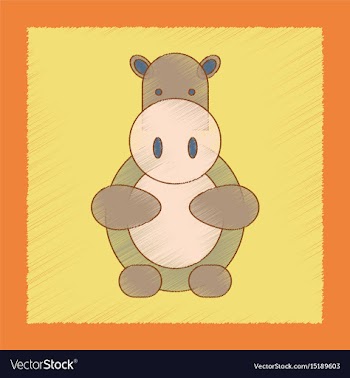 Flat shading style icon kids hippo vector image
