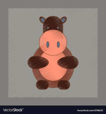 Flat shading style icon kids hippo vector image