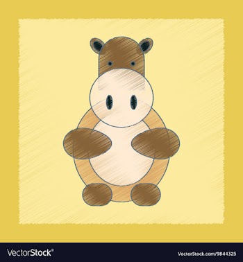 Flat shading style icon Kids hippo vector image