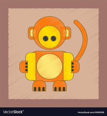 Flat shading style icon kids monkey vector image