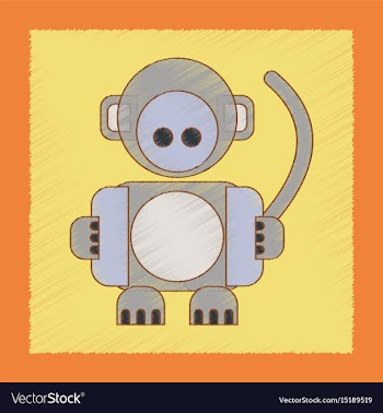 Flat shading style icon kids monkey vector image