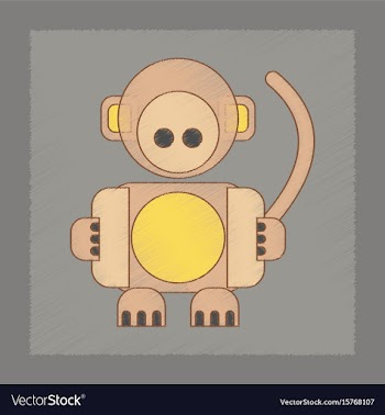 Flat shading style icon kids monkey vector image