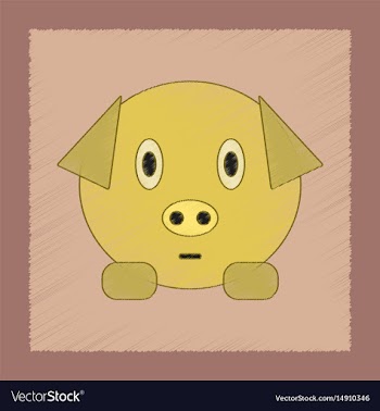 Flat shading style icon kids pig vector image