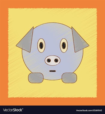 Flat shading style icon kids pig vector image