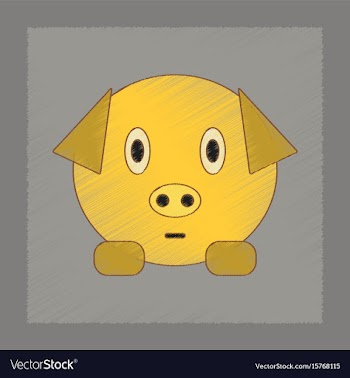 Flat shading style icon kids pig vector image