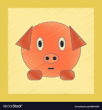 Flat shading style icon Kids pig vector image