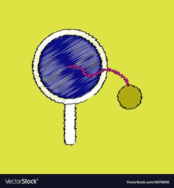 Flat shading style icon kids racket and ball vector image