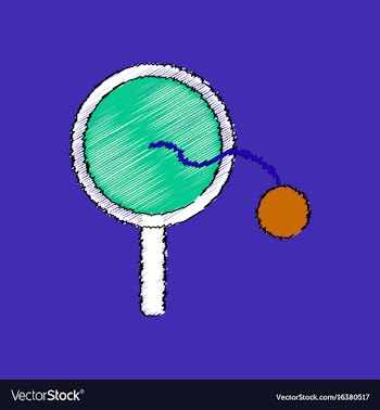Flat shading style icon kids racket and ball vector image
