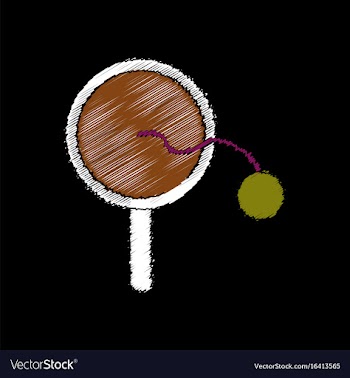 Flat shading style icon kids racket and ball vector image