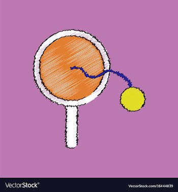 Flat shading style icon kids racket and ball vector image