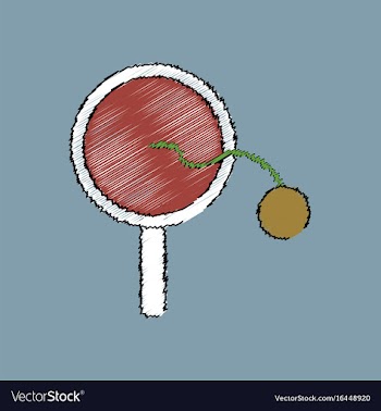 Flat shading style icon kids racket and ball vector image