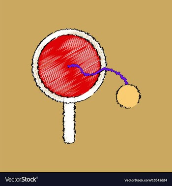 Flat shading style icon kids racket and ball vector image