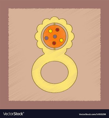 Flat shading style icon kids rattle vector image