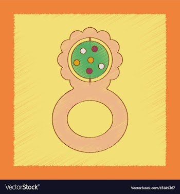 Flat shading style icon kids rattle vector image
