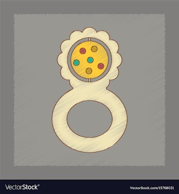 Flat shading style icon kids rattle vector image