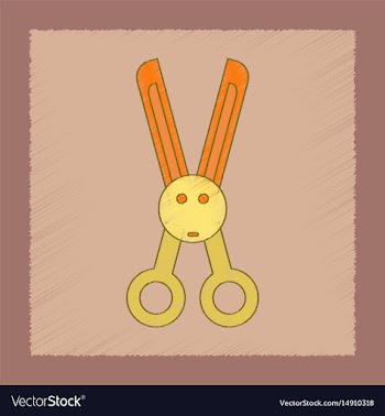 Flat shading style icon kids scissors vector image
