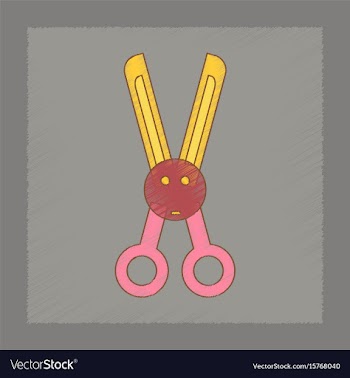 Flat shading style icon kids scissors vector image