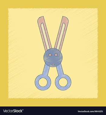 Flat shading style icon Kids scissors vector image